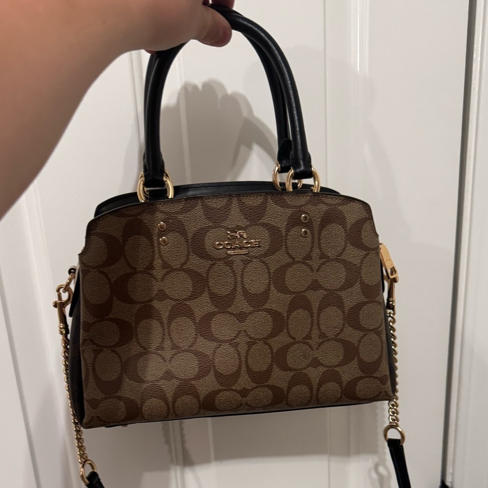 Coach Brown and Black Satchel with Signature Style